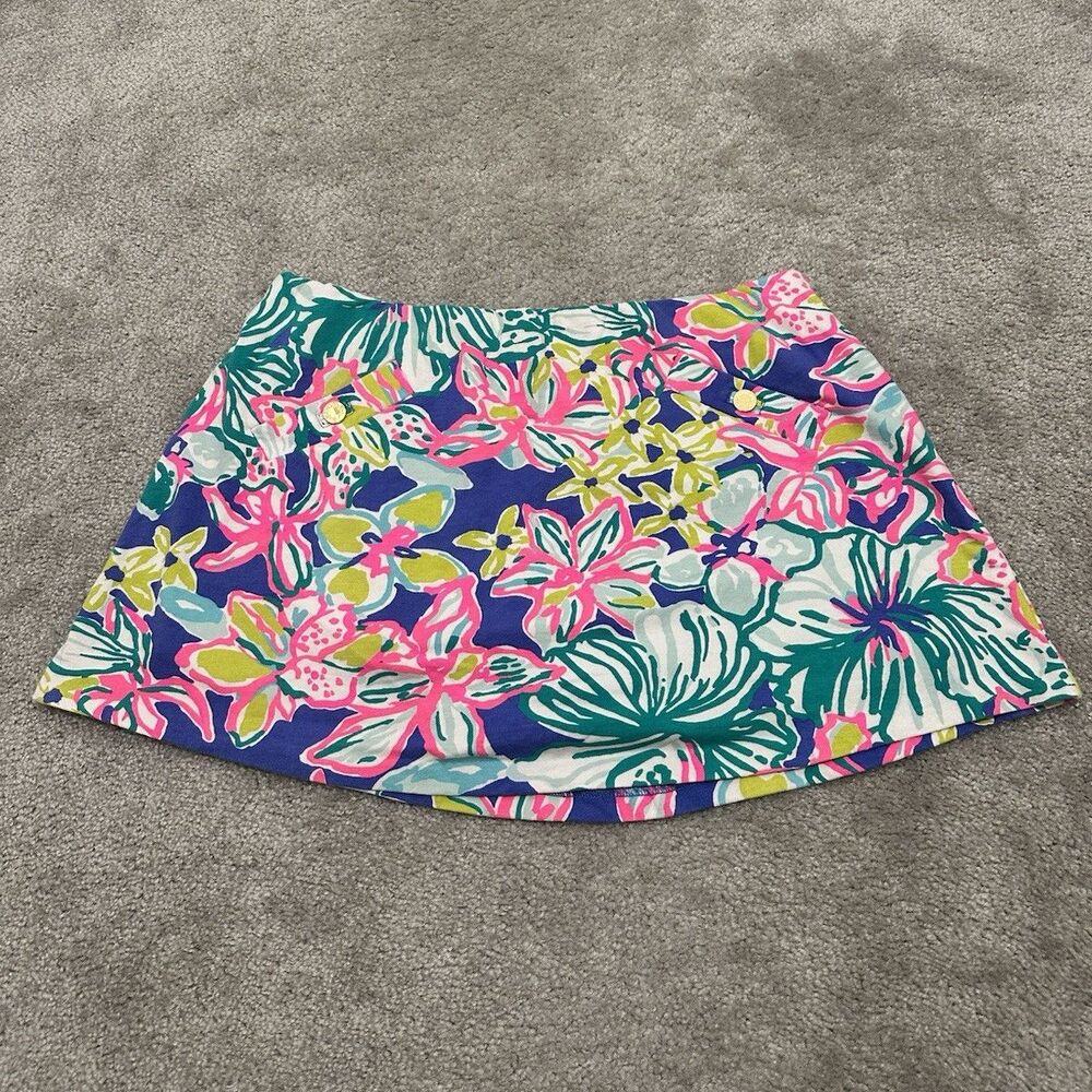 Lilly Pulitzer Women's XL Floral Athletic Skort Stretch Pockets Tropical Print